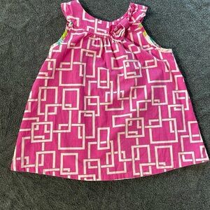 Pink Geometric Patterned Girls Tank Top Size 4T Mack & Co
